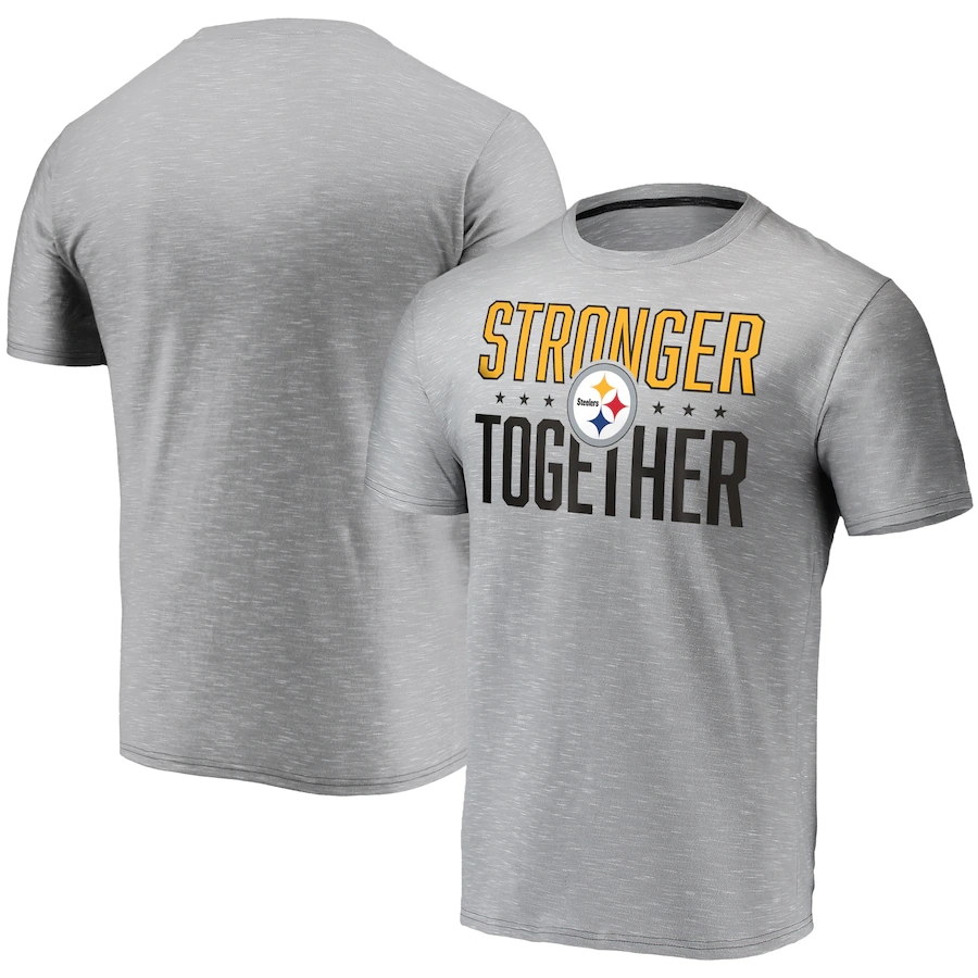 Men's Pittsburgh Steelers Grey Charcoal Stronger Together T-Shirt